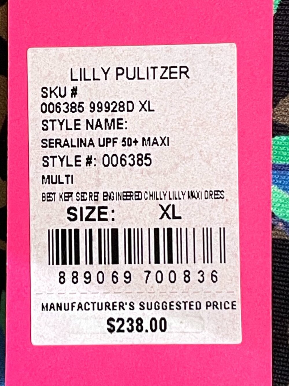 NWT Lilly Pulitzer Seralina UPF 50+ Maxi Dress - Best Kept Secret - Size XL - Picture 5 of 5